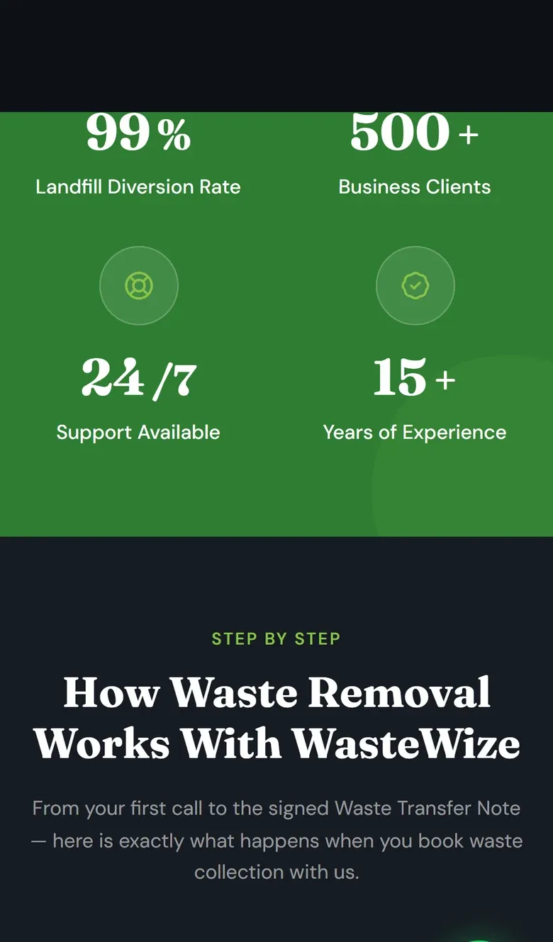 The How Waste Removal Works section on a phone