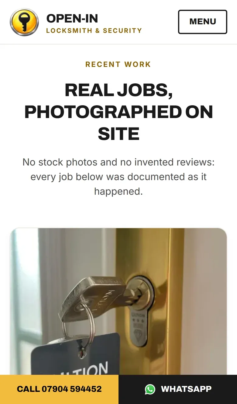 The Real jobs, photographed on site section on a phone