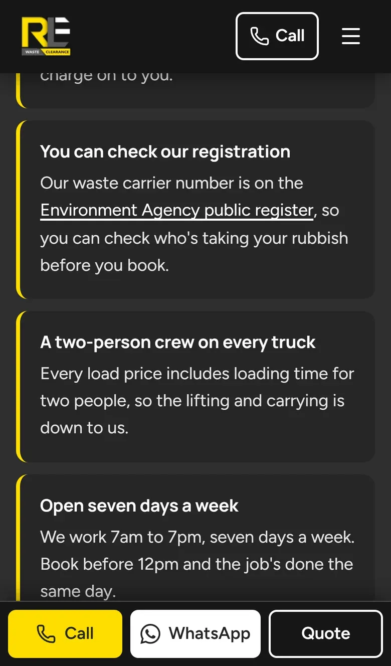 The You can check our registration card on a phone, linking to the Environment Agency public register
